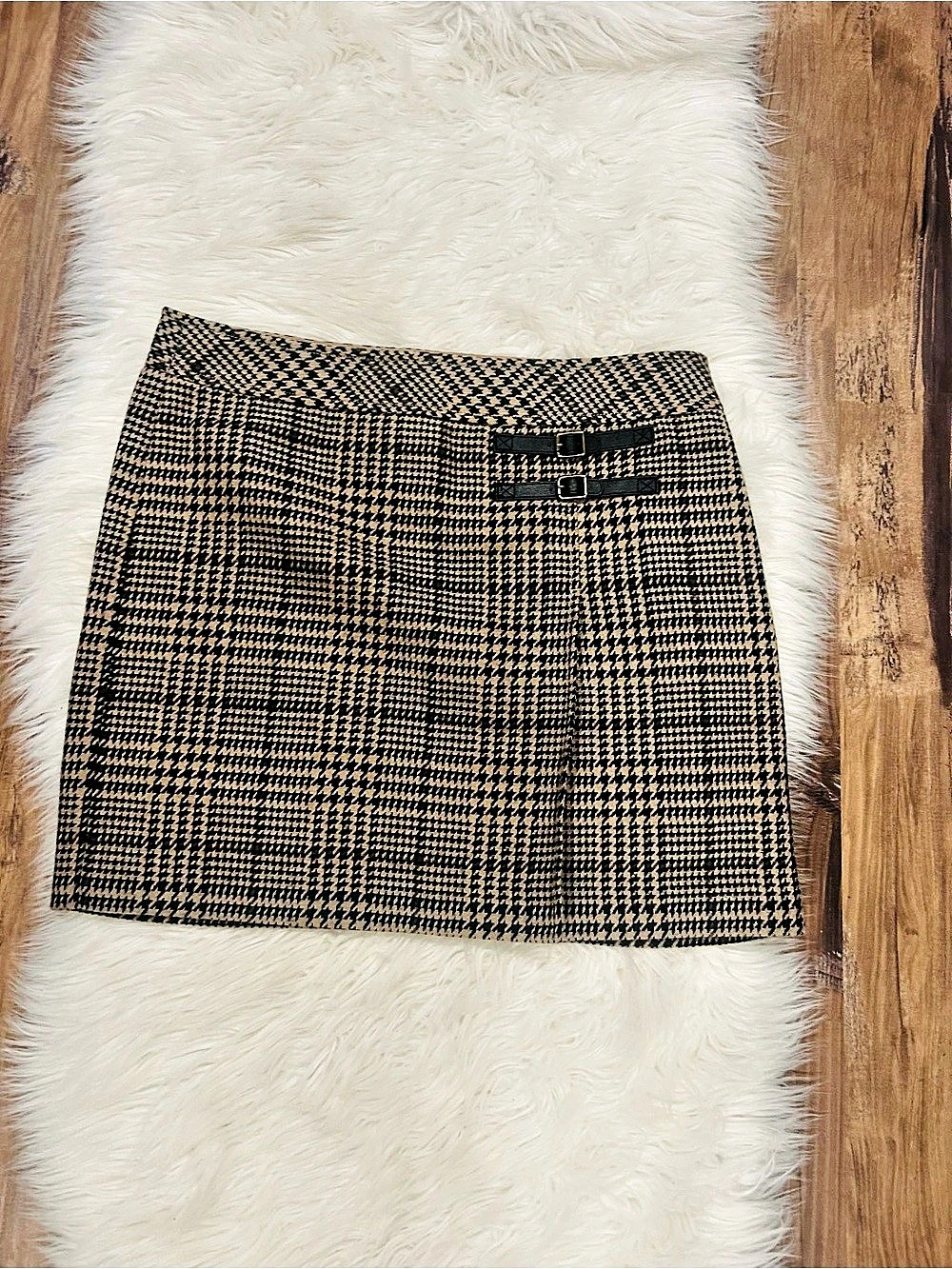 LOFT Houndstooth Academia Mini Skirt Brown & Black Size 8